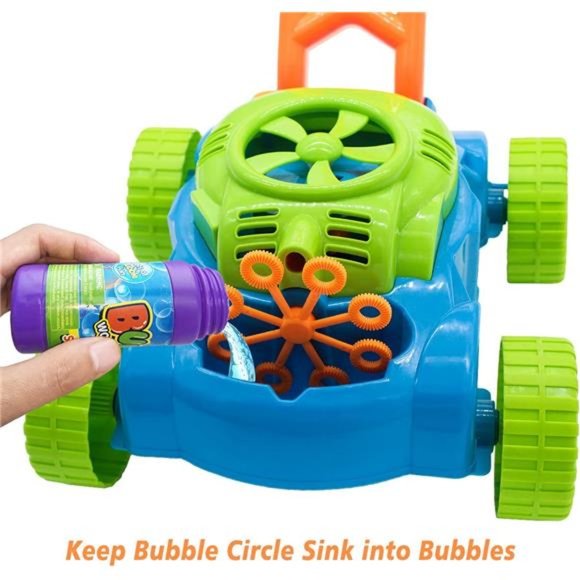 Bubble Lawn Mower for Toddlers, Kids Bubble Blower Maker MachineBoys Girls - Picture 5 of 6